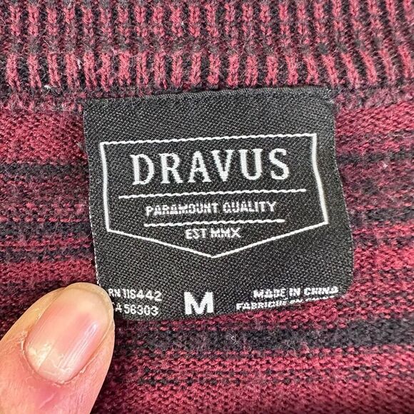 DRAVUS Sweater Mens Medium Red Heather Knit Crewneck Pullover Thermal Sweatshirt - Picture 4 of 8